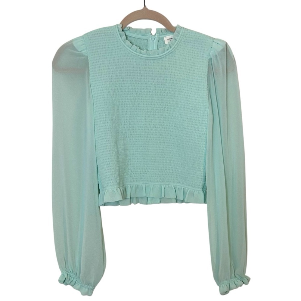 Aritzia Wilfred Tempest Blouse- Aqua Blue- Size Small
